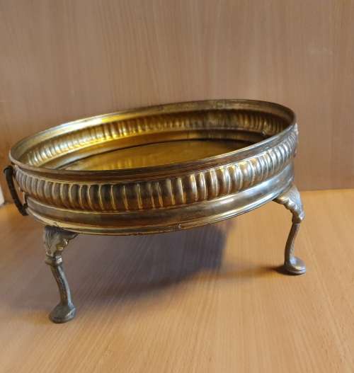 Footed Brass Tray - width 30cm