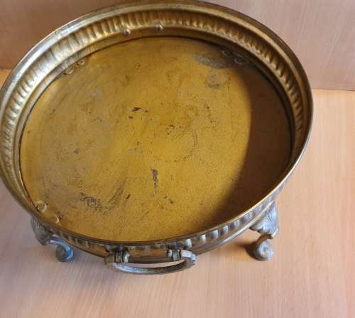 Footed Brass Tray - width 30cm