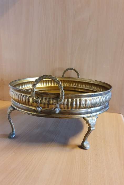 Footed Brass Tray - width 30cm