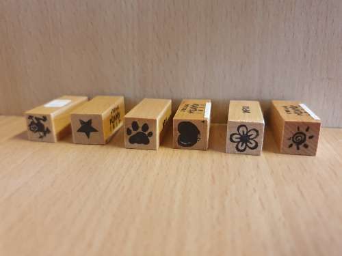 Lot of 6 Mini Rubber Stamps - 3cm x 1cm