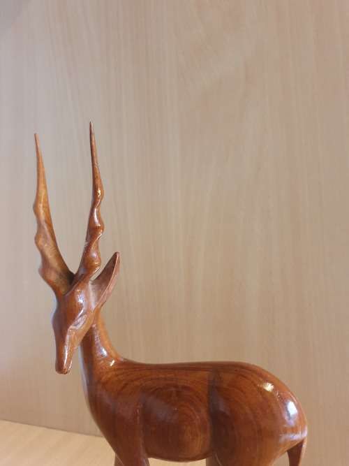 Wooden Impala Mother &  Baby Figurine - height 30cm. width 13cm