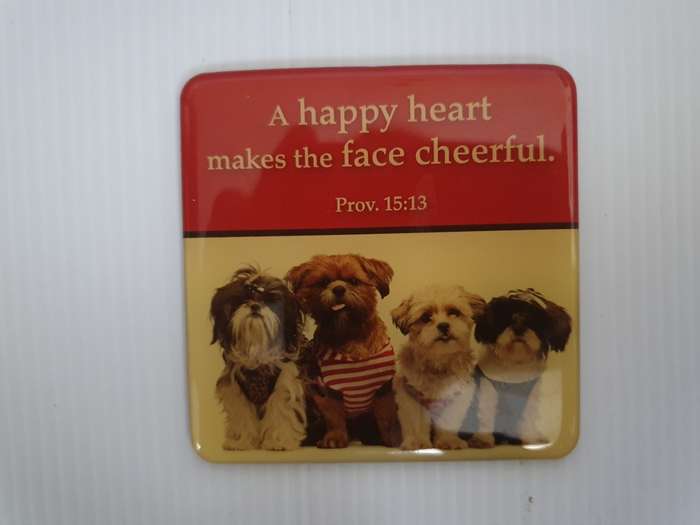 Fridge Magnet - A Happy Heart Makes the Face Cheerful