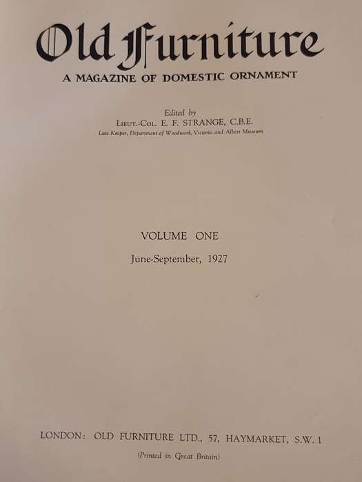 Old Furniture Edited by Lieut.-Col. E.F. Strange, 1927