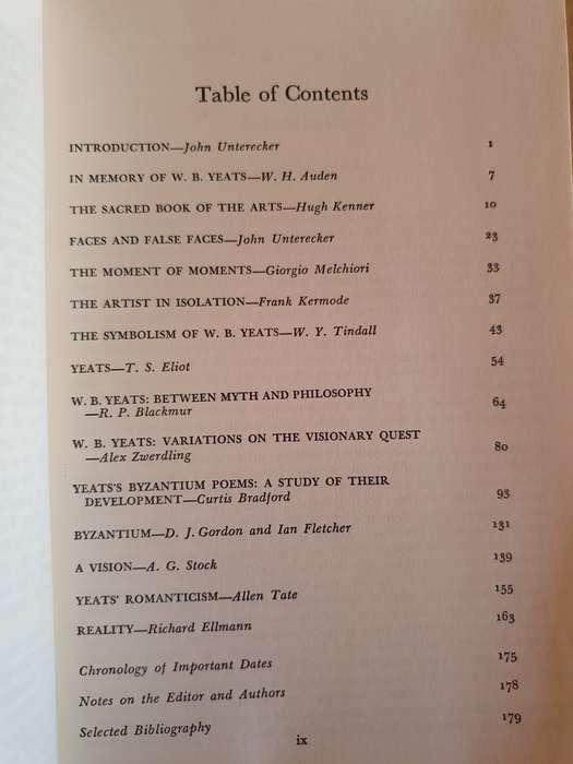 Yeats - A Collection of Critical Essays Edited by John Unterrecker (Paperback)