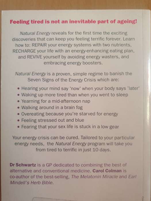 Natural Energy - From Tired to Terrific in 10 days: Dr. Erika Schwartz and Carol Colman (Paperback)