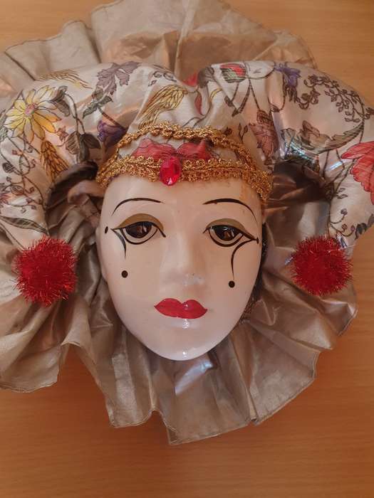 Vintage Porcelain Harlequin Face Wall Decor