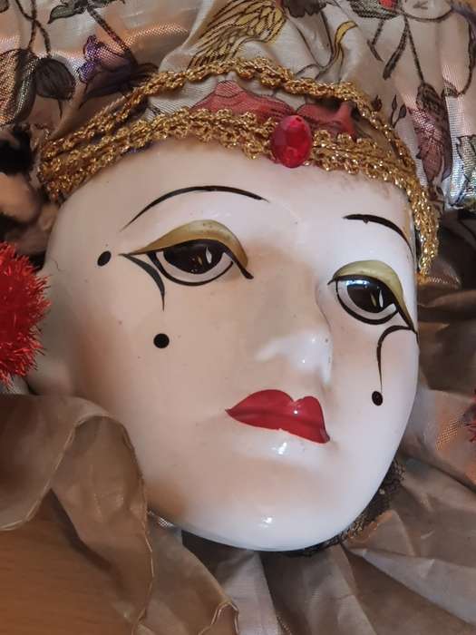 Vintage Porcelain Harlequin Face Wall Decor