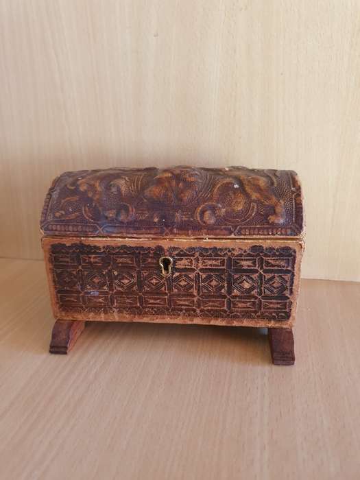 Vintage Genuine Leather Jewelry Box - Made in Spain