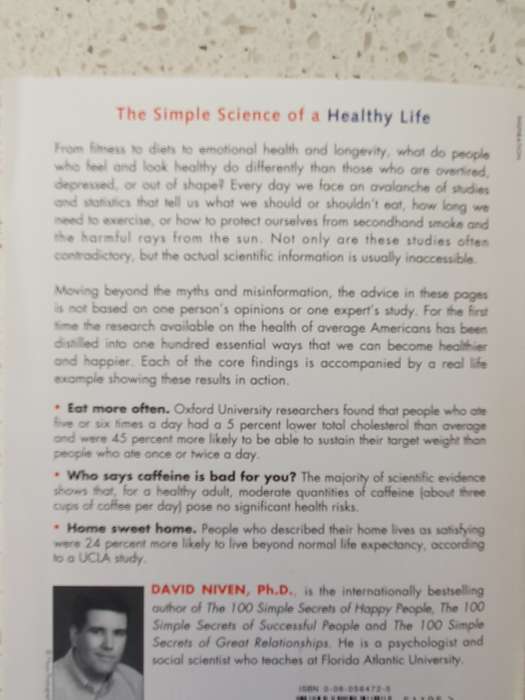 The 100 Simple Secrets of Healthy People : David Niven, PH.D. (Paperback)