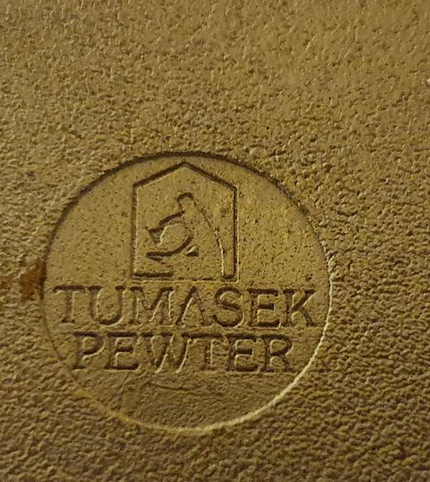 Small Round Souvenir Pewter Ashtray - `Malaysia`