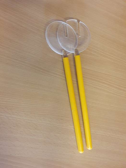 Set of Clear & Yellow Acrylic Salad Servers