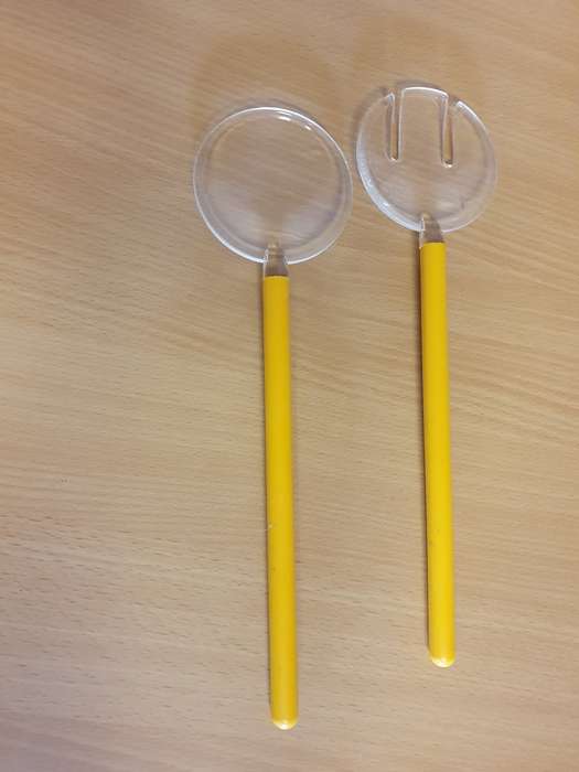 Set of Clear & Yellow Acrylic Salad Servers