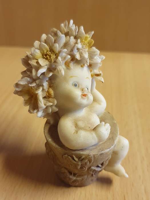 Small Baby in a Plant Pot Figurine - height 8cm width 5cm