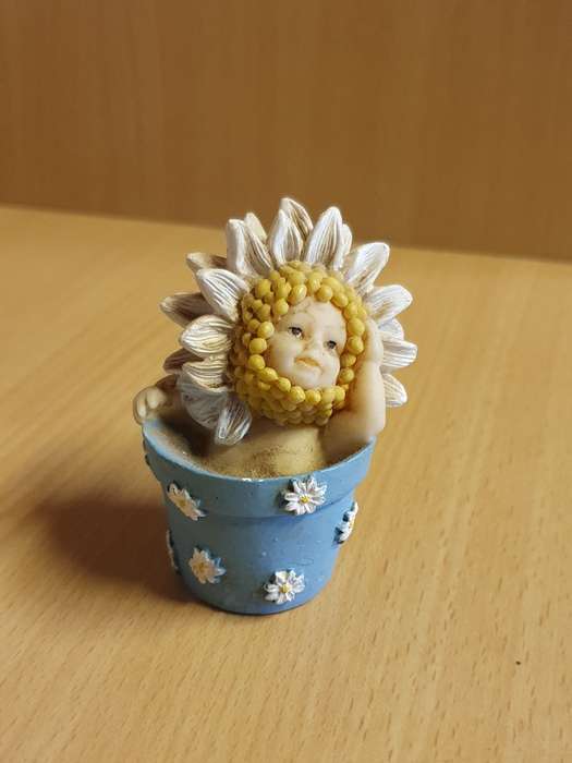 Small Baby in a Plant Pot Figurine - height 7cm width 6cm