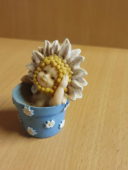 Small Baby in a Plant Pot Figurine - height 7cm width 6cm