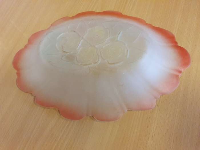 Vintage Frosted Glass Dish (35cm x 23cm height 5cm)
