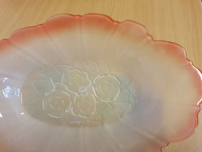 Vintage Frosted Glass Dish (35cm x 23cm height 5cm)