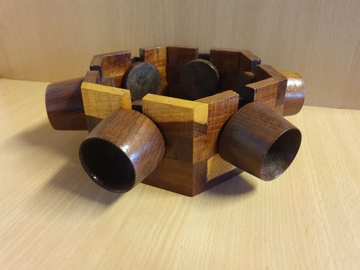 Set of 6 Wooden Mid Century Egg Cups