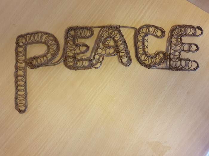 Rustic Metal `Peace` Sign - 34cm x 14cm