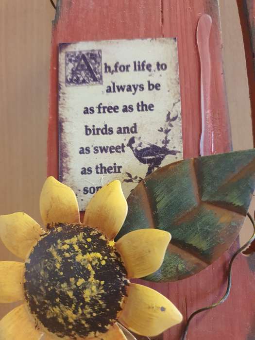 Sunflower Wall Sign - Ah, for life to always be as free as the birds....30cm x 12cm