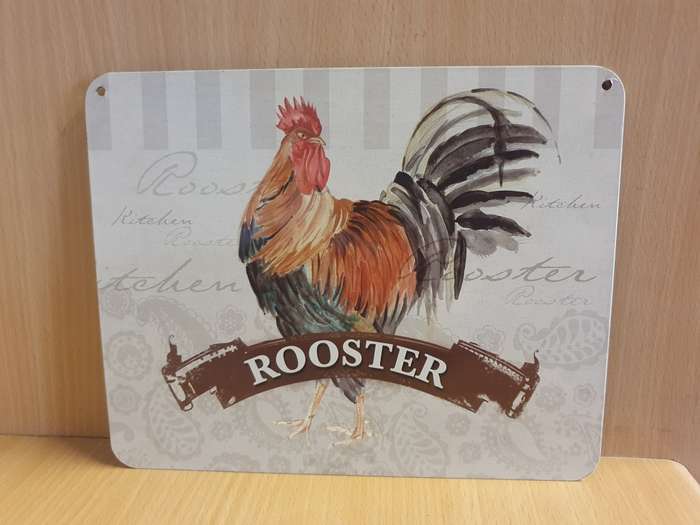 Metal Wall Sign - Rooster (25cm x 20cm)