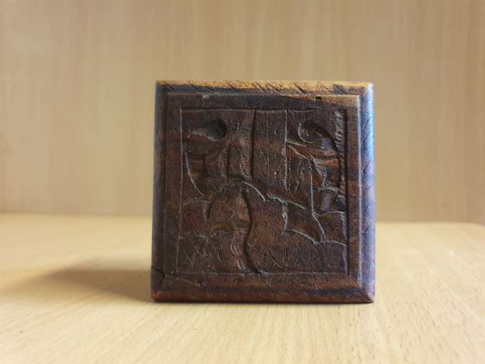 Carved Wooden Box - 8cm x 8cm height 5cm