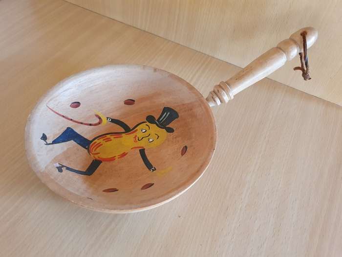Vintage Wooden Pan Shape Nut Dish