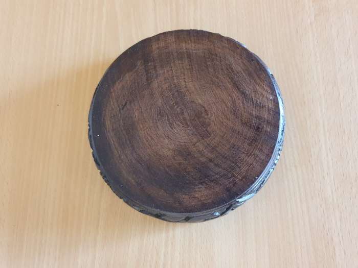 Round Carved Wooden Bowl - width 12cm height 4cm