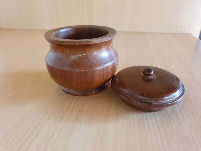 Lidded Wooden Jar - height 7cm width 10cm