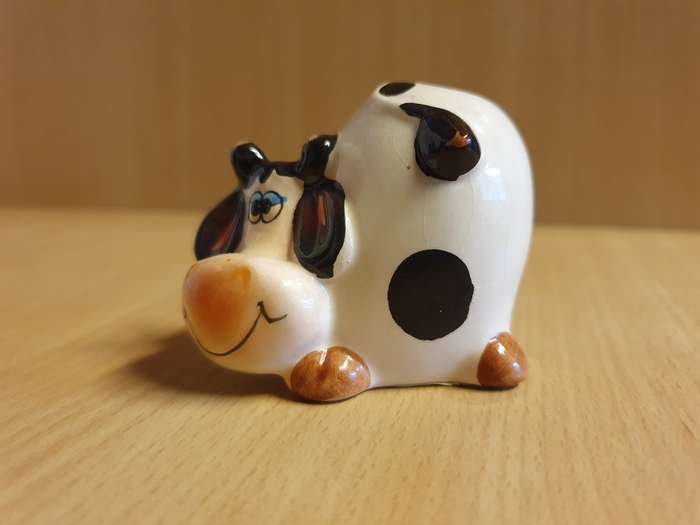 Small Ceramic Cow Figurine Toothpick Holder