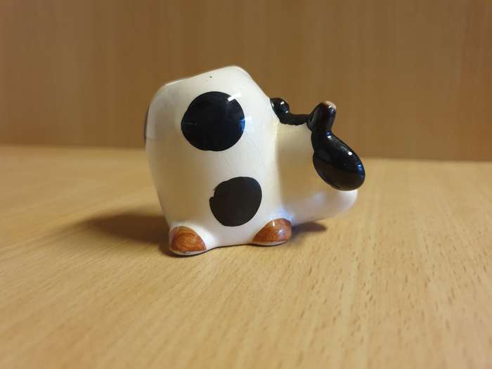 Small Ceramic Cow Figurine Toothpick Holder