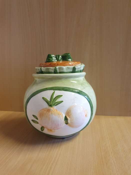 Ceramic Onion/Garlic Lidded Storage Jar