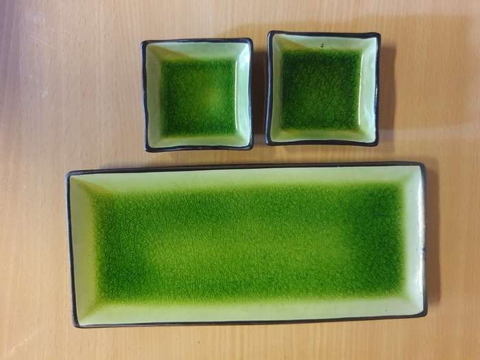 Set of 3 Green Ceramic Platters