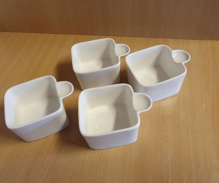 Set of 4 White Porcelain Snack Bowls