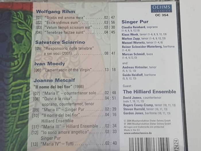 Rihm/Sciarrino/Moody/Metcalf - CD