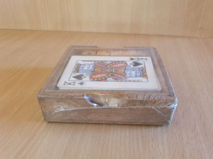 Wooden Box with Playing Cards & Dice