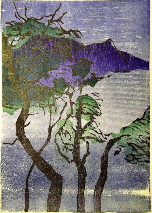 Alice goldin. CAPE POINT. Hand printed woodcut Pencil signed and numbered. A3