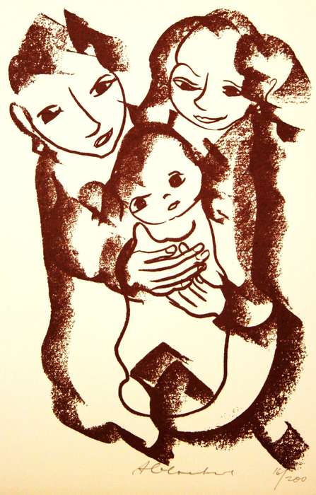 FRANS CLAERHOUT. YOUNG COUPLE. A4. Hand printed silkscreen. Limited ed. Signed.