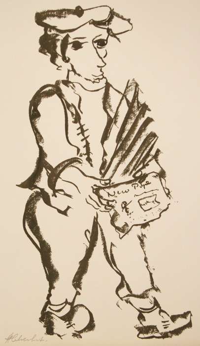 FRANS CLAERHOUT. KOERANT VERKOPER. A3. Hand printed silkscreen. Limited edition. Signed.