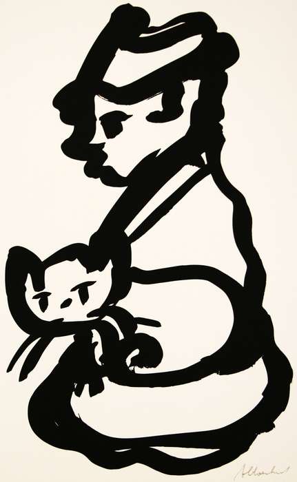 FRANS CLAERHOUT. A3. MAN MET 'N KAT. Hand printed silkscreen. Limited edition. Signed.