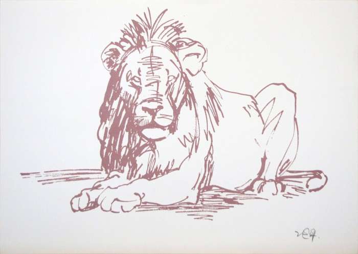 ZAKKIE ELOFF. LEEU. A3. Hand printed silkscreen. Limited Edition. Signed.