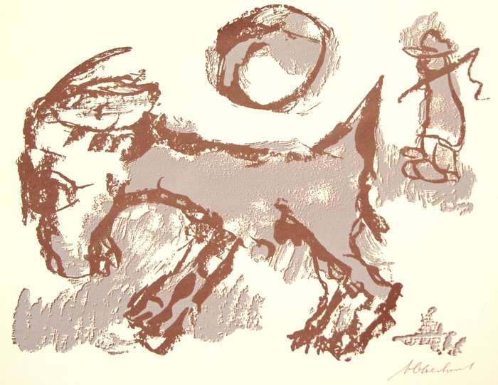 FRANS CLAERHOUT. BOKWAGTER. A3. Hand printed silksreen. Limited edition. Signed.