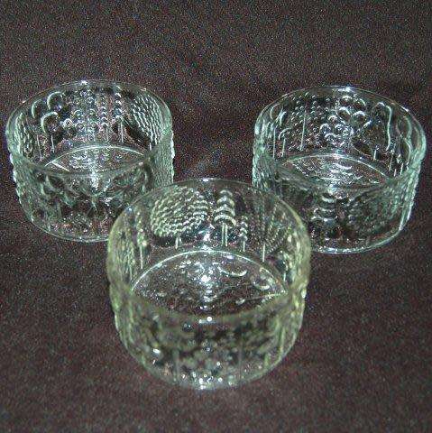 3 Unusual Glass Snack Bowls - Diameter 110mm Depth 60mm