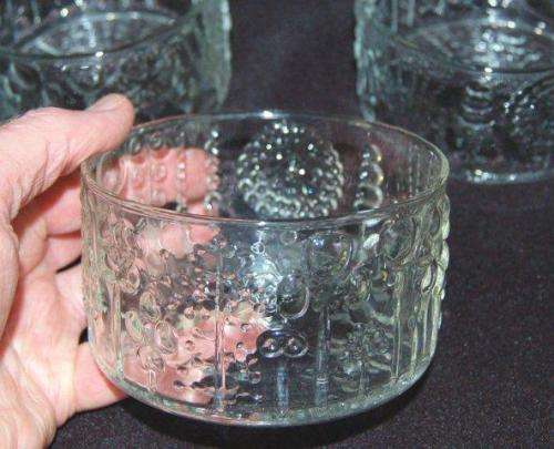 3 Unusual Glass Snack Bowls - Diameter 110mm Depth 60mm