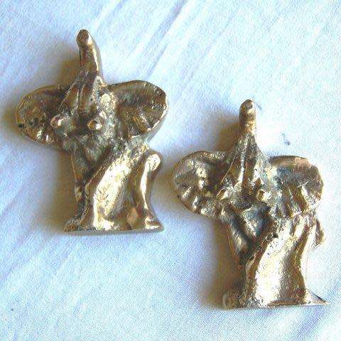 Pair of Solid Brass Elephant Paper Weights - Height 70mm