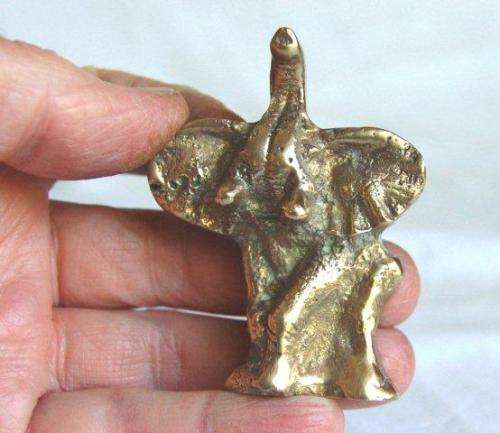 Pair of Solid Brass Elephant Paper Weights - Height 70mm