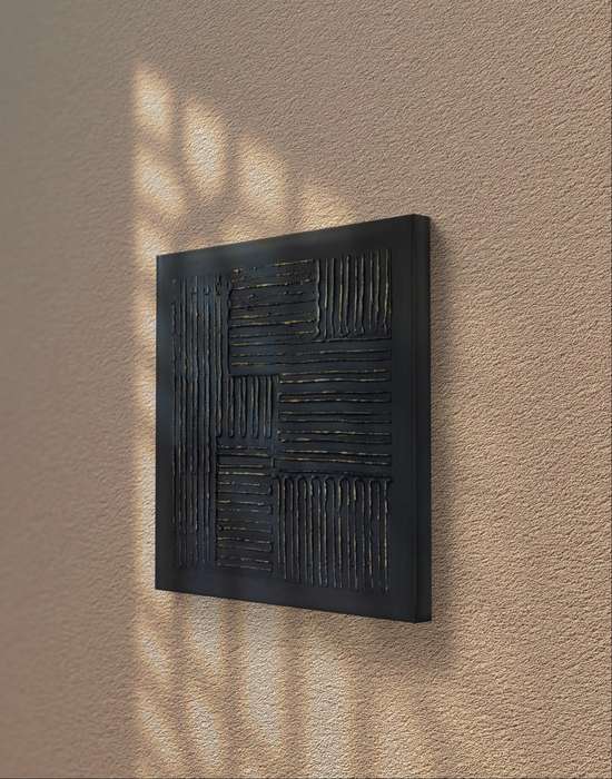 Black Linear Minimalist Textured Wall Art