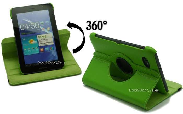 Free Stylus & Screen Protector + 7" Samsung Galaxy P6200/P3100 Green/Blue Swivel Case Rotating Cover