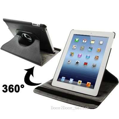 iPad 4, iPad 3 & iPad 2 Case + Stylus - 360 Rotating Swivel Sleep Cover + Wristball & LED Huglight