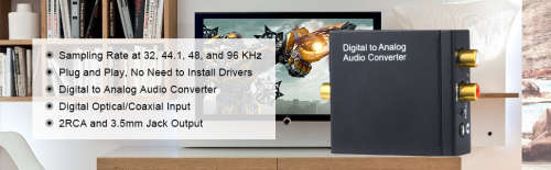 DIGITAL CoAxial/Optic to ANALOG RCA/3.5mm AUDIO CONVERTER